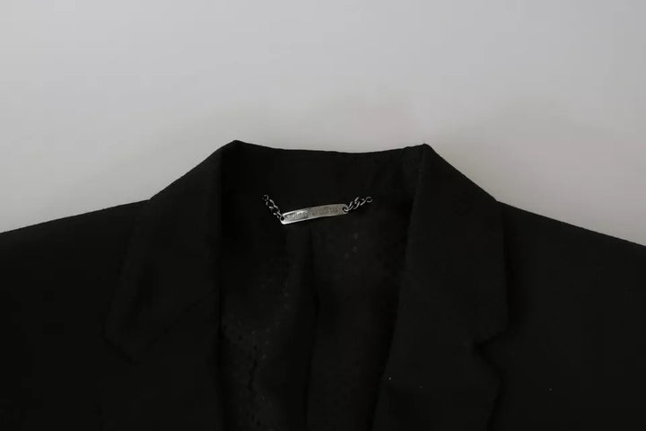 Dolce & Gabbana Black Wool Slim Fit Notch Jacket Blazer