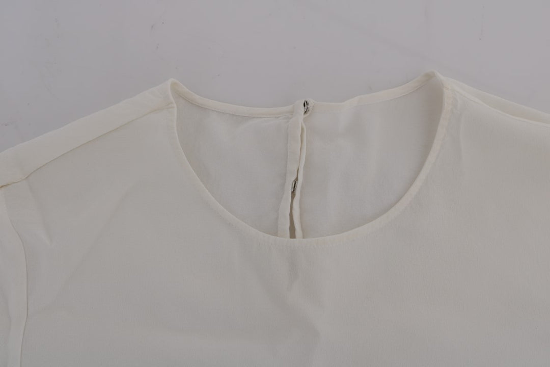 Dolce & Gabbana White Silk ITALIA IS LOVE Blouse T-shirt