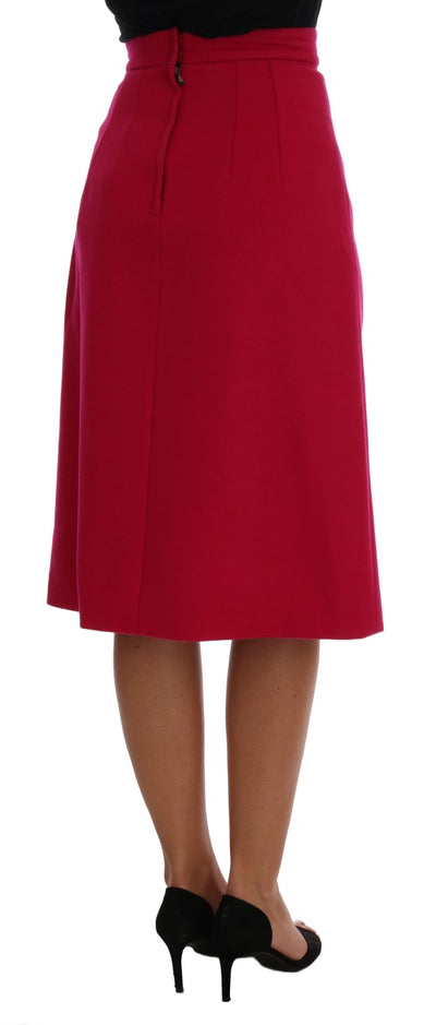 Dolce & Gabbana Elegant Pink Wool A-Line Knee-Length Skirt