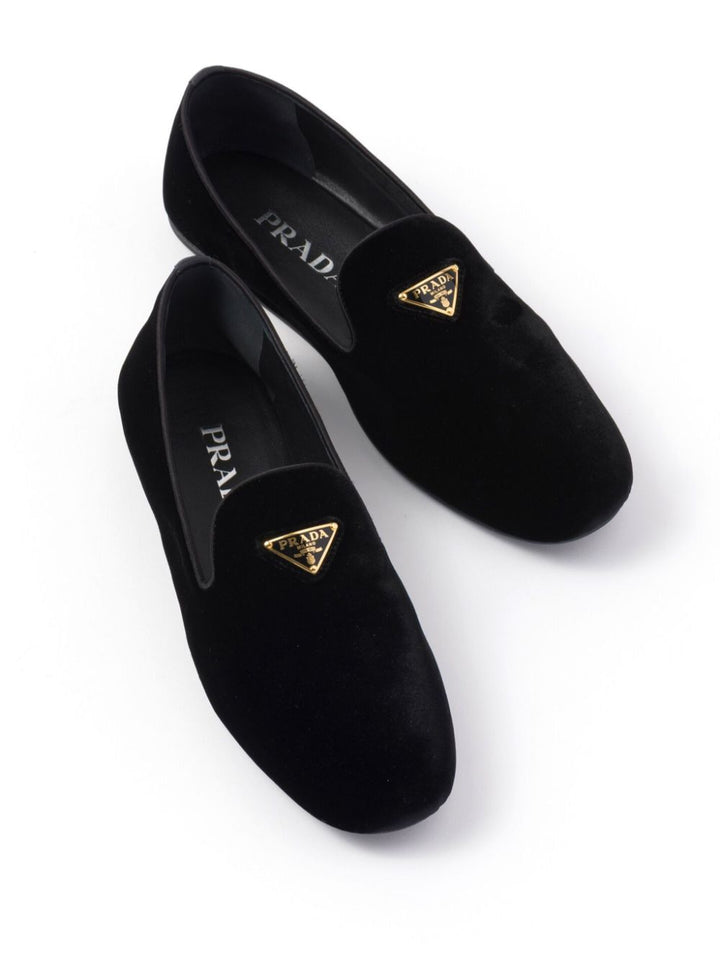 triangle-logo velvet loafers-4