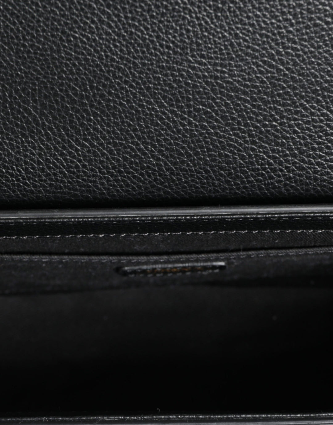 Black Grainy Calf Leather Logo Crossbody Shoulder Bag