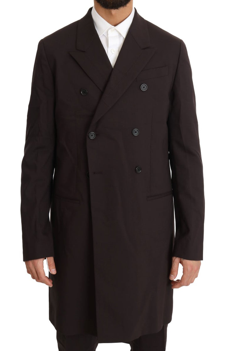 Dolce & Gabbana Bordeaux Wool Stretch Long 3 Piece Suit