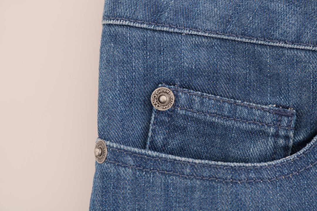 Costume National Blue Wash Cotton Boyfriend Fit Jeans