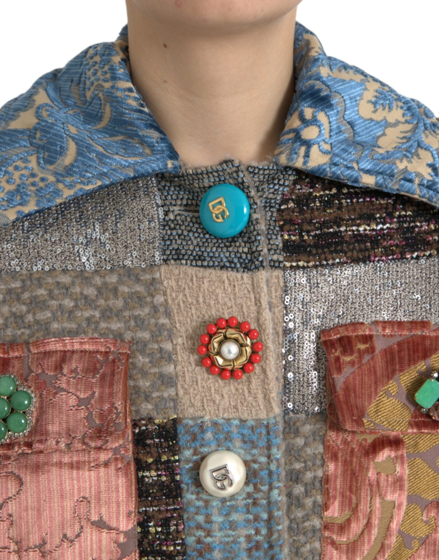 Dolce & Gabbana Multicolor Patchwork Trench Coat Jacket
