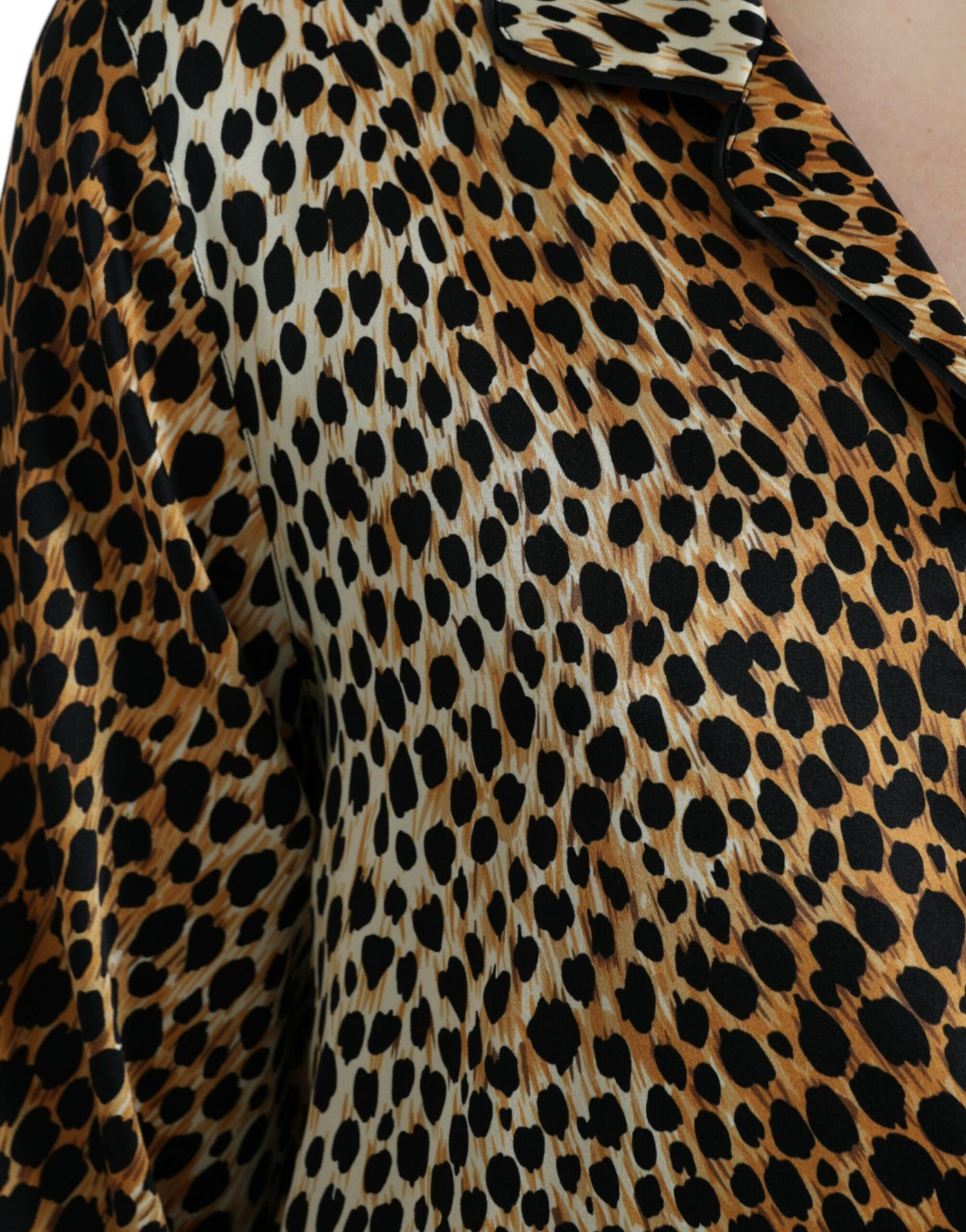 Dolce & Gabbana Elegant Brown Animal Print Silk Blouse