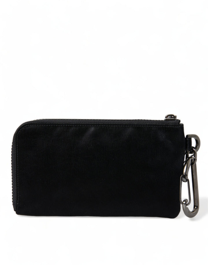 Dolce & Gabbana  Black Nylon Logo Plaque Keyring Pouch Clutch Bag