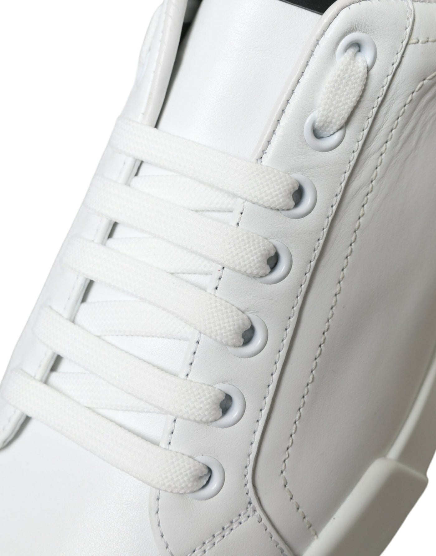 Dolce & Gabbana White Green Leather Portofino Sneakers Shoes