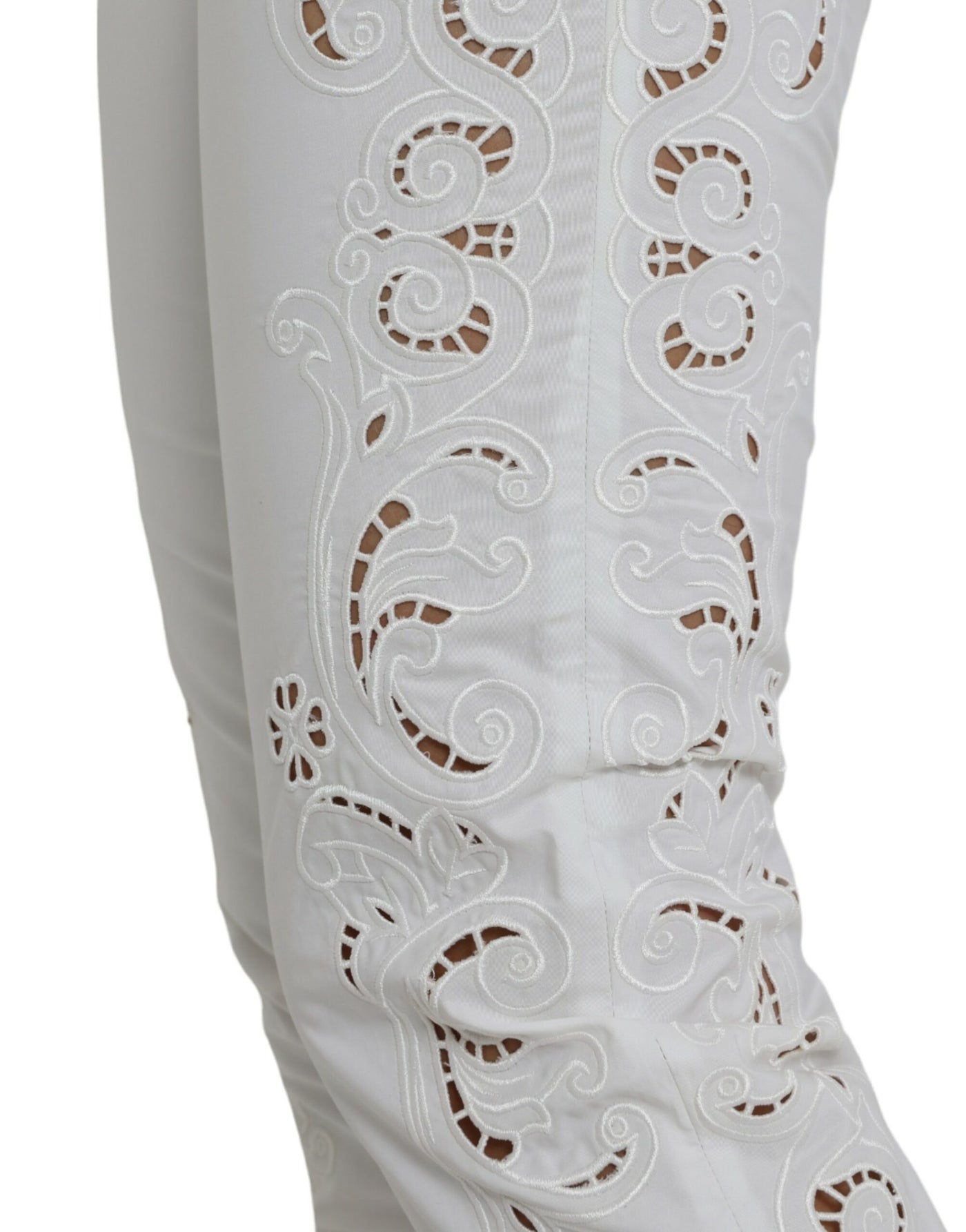 Dolce & Gabbana Elegant White Tapered Mid Waist Pants
