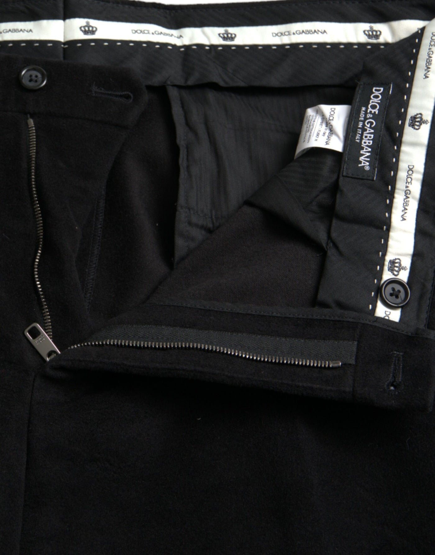 Dolce & Gabbana Black Cotton Velvet Skinny Pants