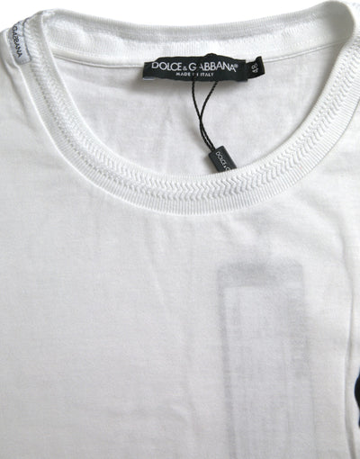 White Logo Patch Cotton Crew Neck T-shirt