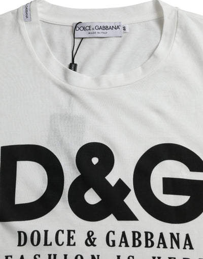 White Graphic Print Cotton Crew Neck T-shirt