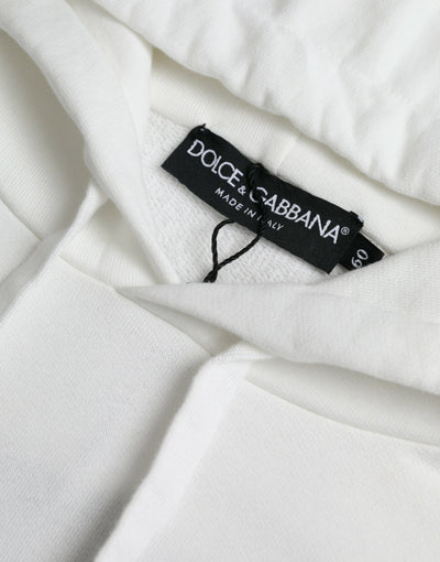 Dolce & Gabbana White Cotton Hooded Sweatshirt Pullover Sweater