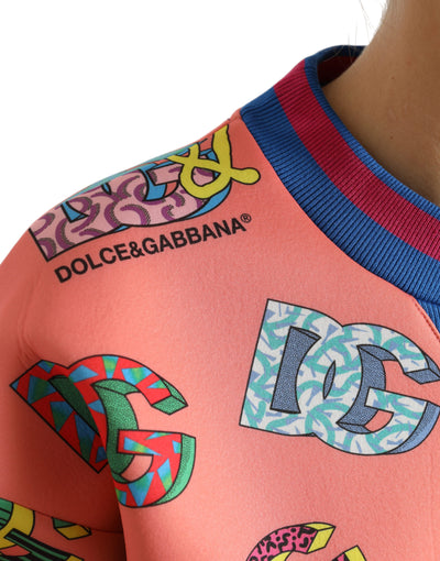 Dolce & Gabbana  Salmon Pink Logo Print Sweatshirt Sweater