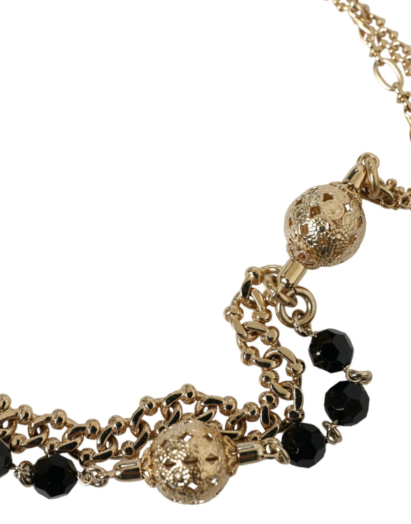 Dolce & Gabbana Black Suede Gold Chain Crystal Waist Belt