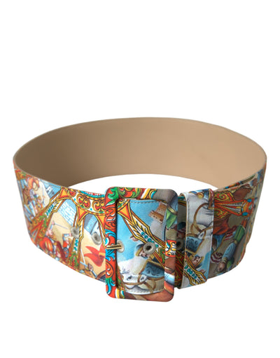 Dolce & Gabbana Multicolor Carretto Fabric Wide Waist Belt