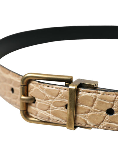 Dolce & Gabbana Beige Exotic Leather Gold Metal Buckle Belt