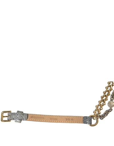 Dolce & Gabbana Blue Braided Gold Brass Chain Waist Belt