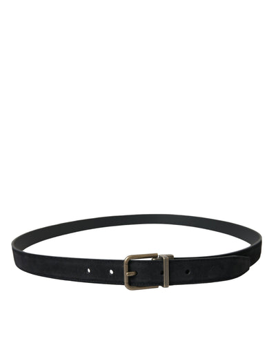 Dolce & Gabbana Black Suede Leather Gold Metal Buckle Belt