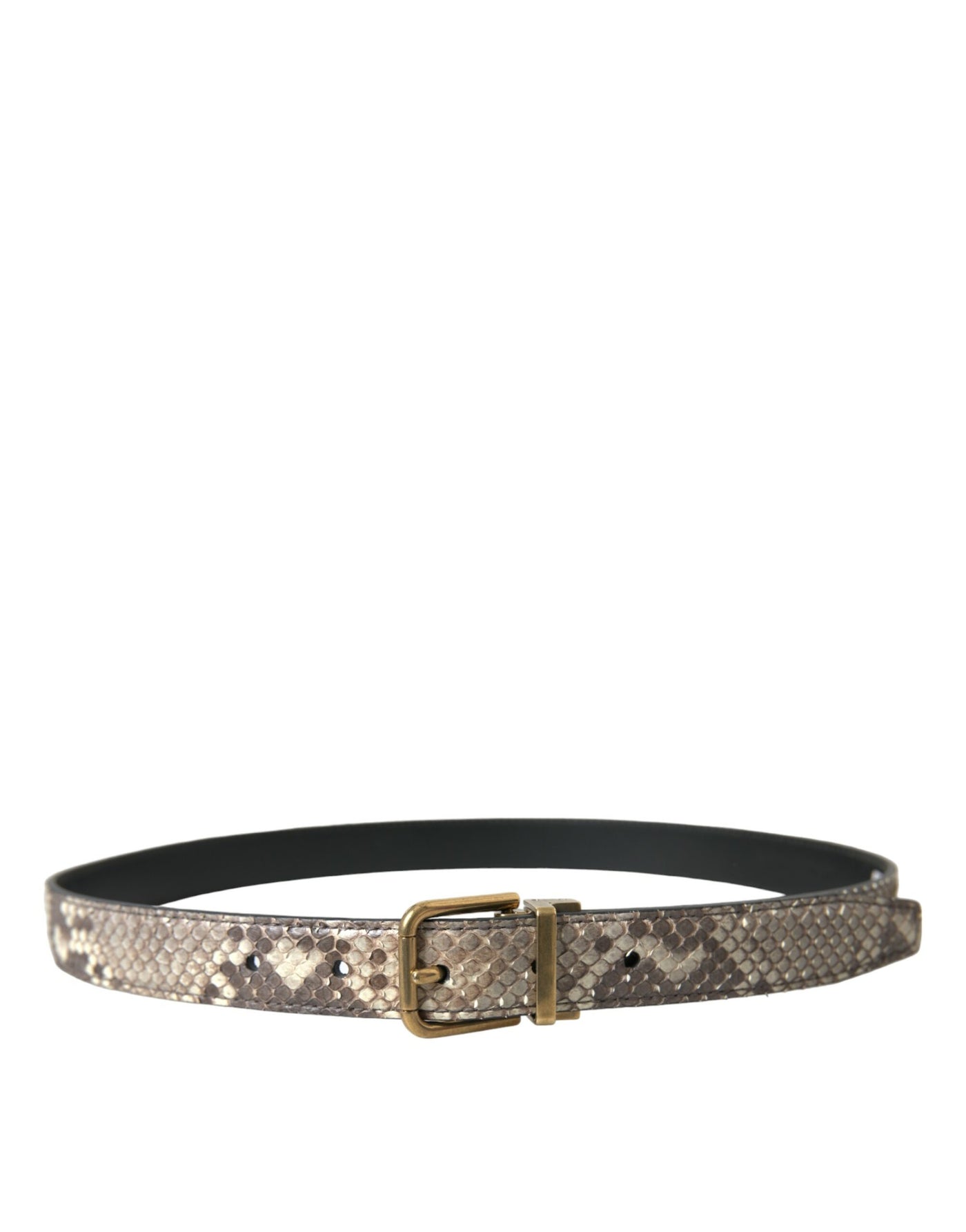 Dolce & Gabbana Brown Python Leather Gold Metal Buckle Belt