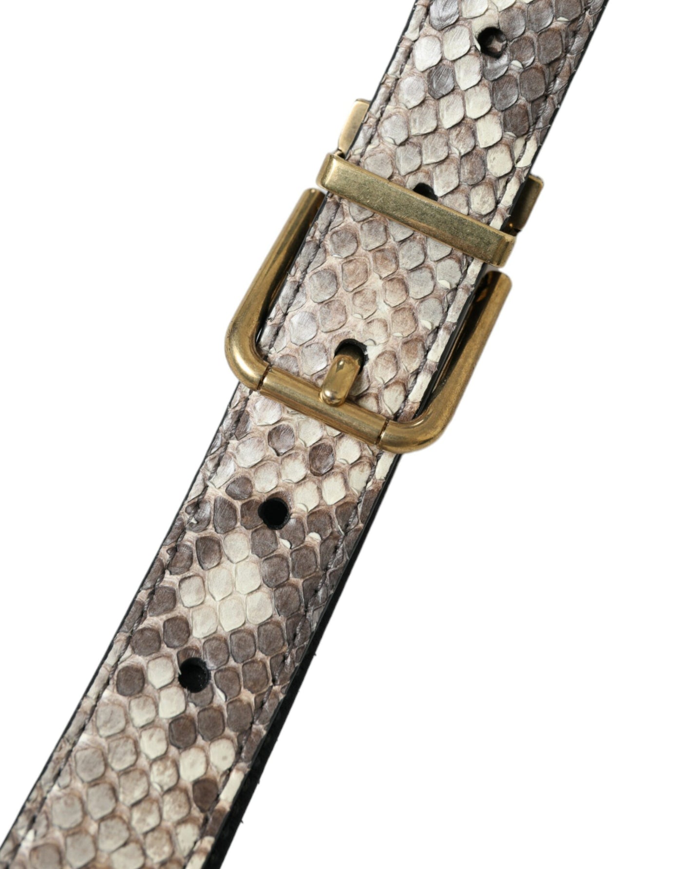 Dolce & Gabbana Brown Python Leather Gold Metal Buckle Belt