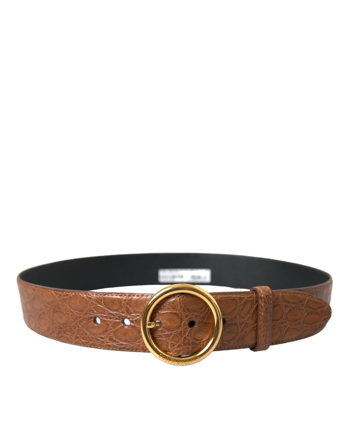Dolce & Gabbana Brown Exotic Leather Round Buckle Belt