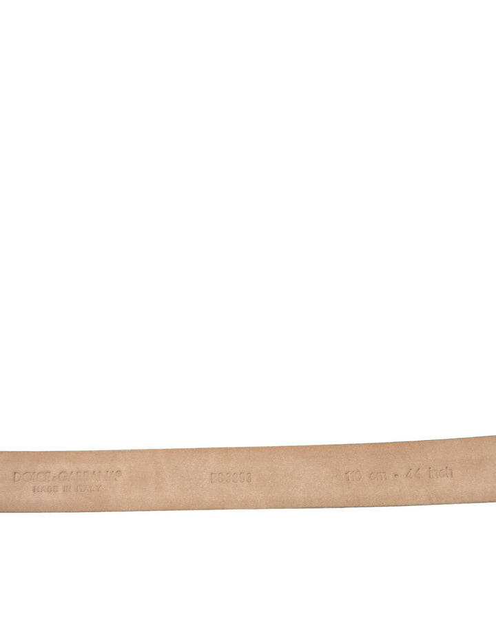 Dolce & Gabbana Dark Brown Leather Silver Metal Buckle Belt