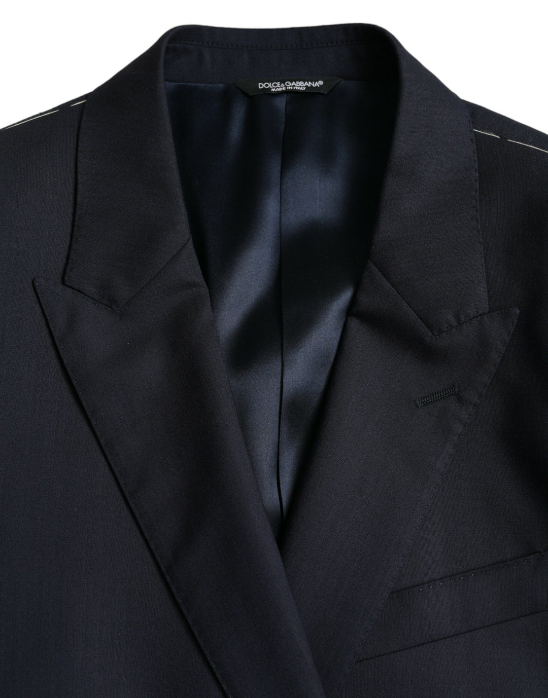Dolce & Gabbana Dark Blue Wool Single Breasted Coat Blazer