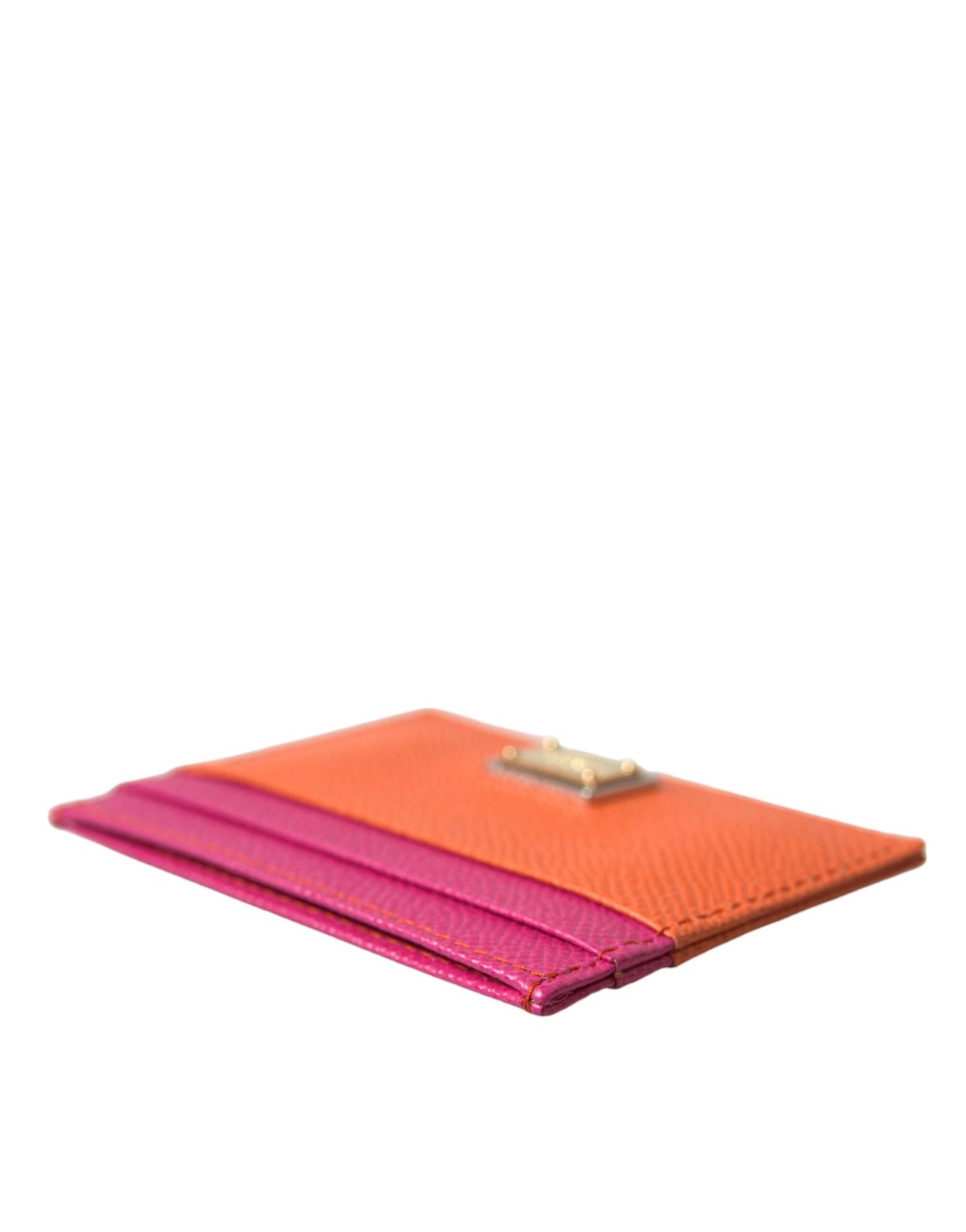 Pink Orange Heart Sequin Leather Logo Card Holder Wallet