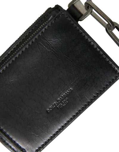 Black Leather Zip Logo Keyring Coin Purse Keyring Wallet