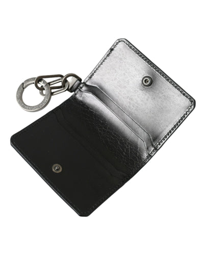 Black Leather Bifold Logo Card Holder Keyring Wallet