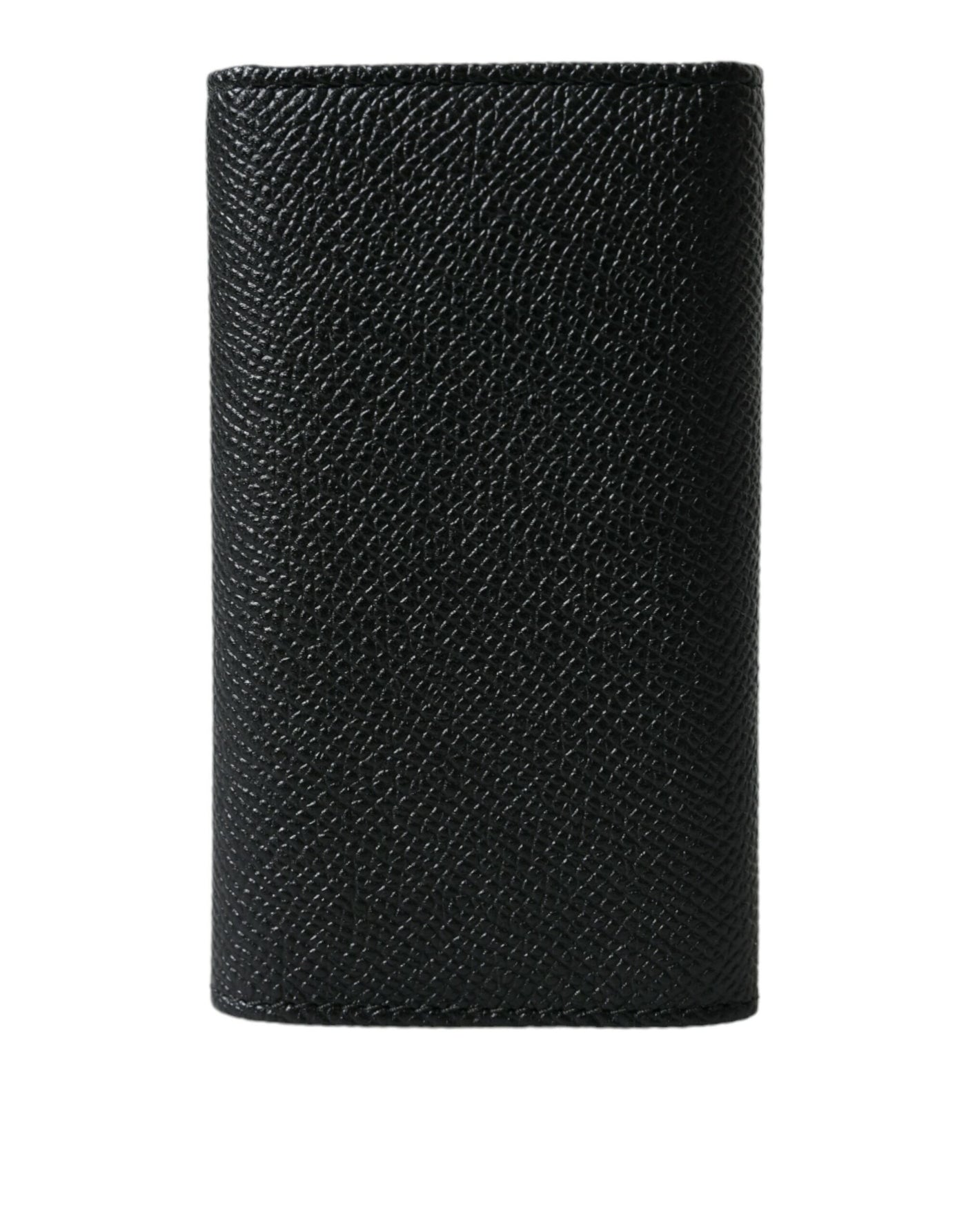 Black Calf Leather Logo Plaque Trifold Keyring Key Holder