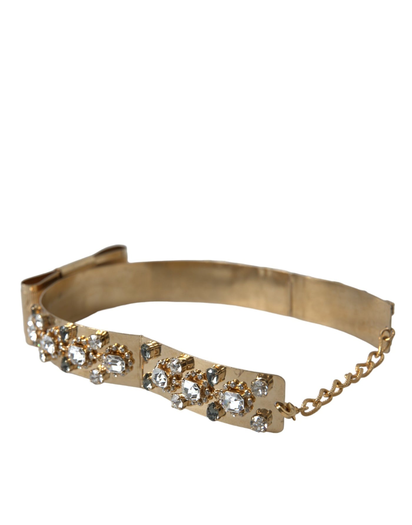 Dolce & Gabbana Gold Tone Brass Crystal Embellished Belt