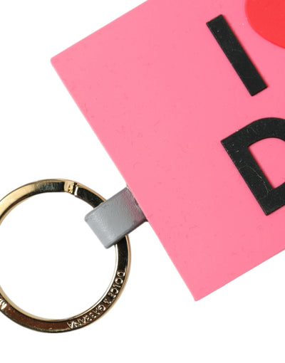 Dolce & Gabbana Pink Silicone DG Logo Gold Brass Keychain