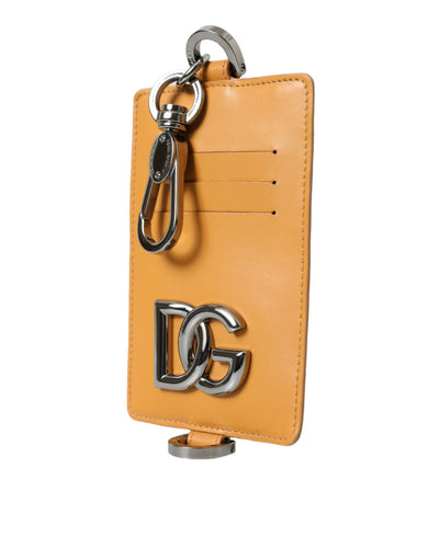 Dolce & Gabbana Orange Calf Leather Credit Card Holder Clip On Wallet