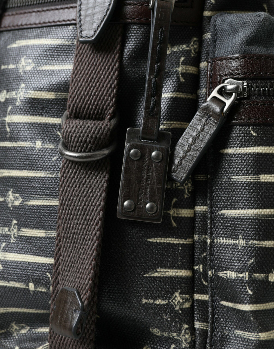 Dolce & Gabbana Black Brown Canvas Leather Rucksack Backpack Bag