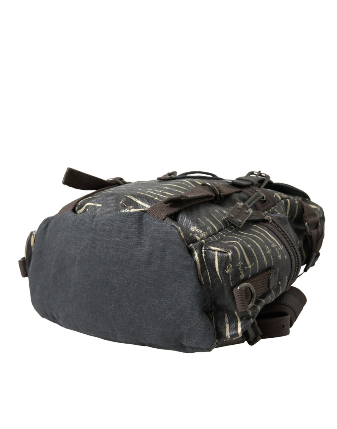Dolce & Gabbana Black Brown Canvas Leather Rucksack Backpack Bag