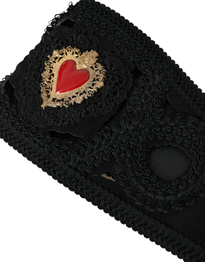 Dolce & Gabbana Black Canvas Embellished Waist Women Belt