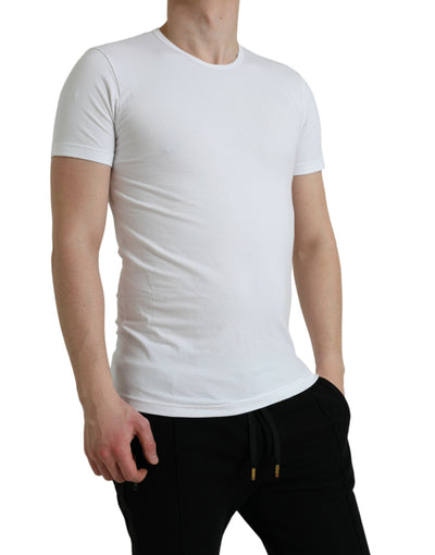 White Cotton Round Neck Crewneck Underwear T-shirt