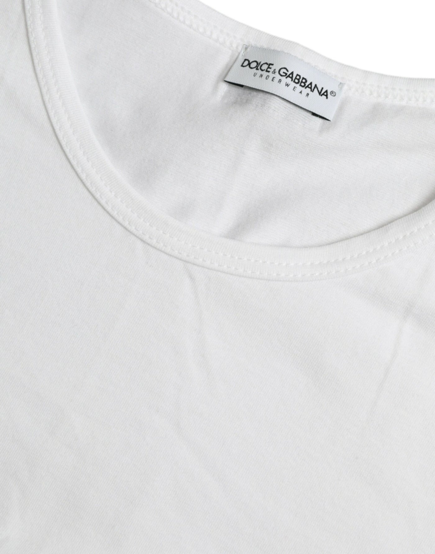 White Cotton Round Neck Crewneck Underwear T-shirt