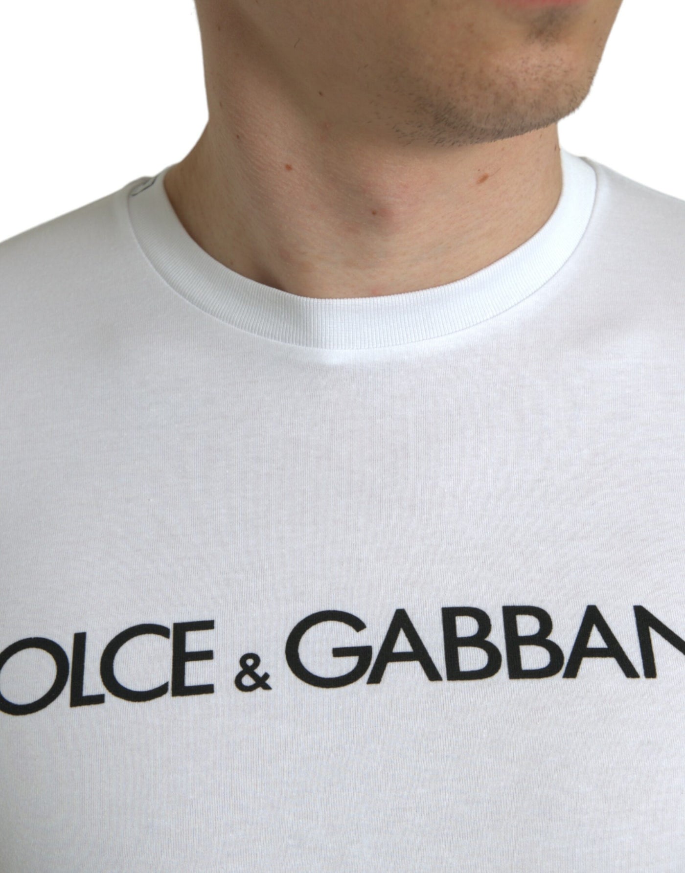 Dolce & Gabbana Elegant White Logo Crewneck Tee