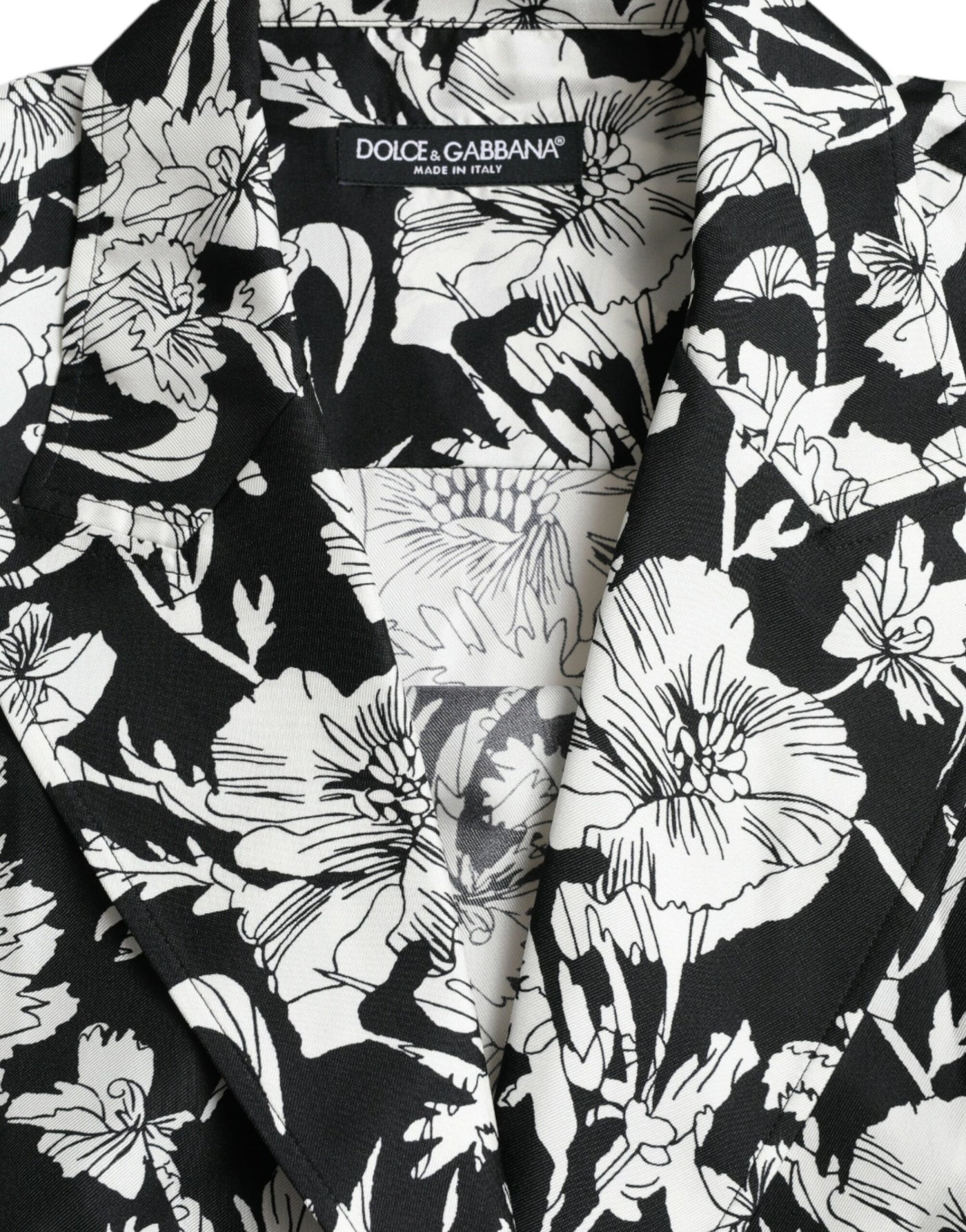 Dolce & Gabbana Black White Floral Button Down Casual Shirt