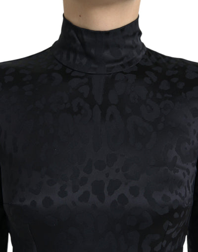 Dolce & Gabbana Black Viscose Stretch Long Sleeves Cropped Top