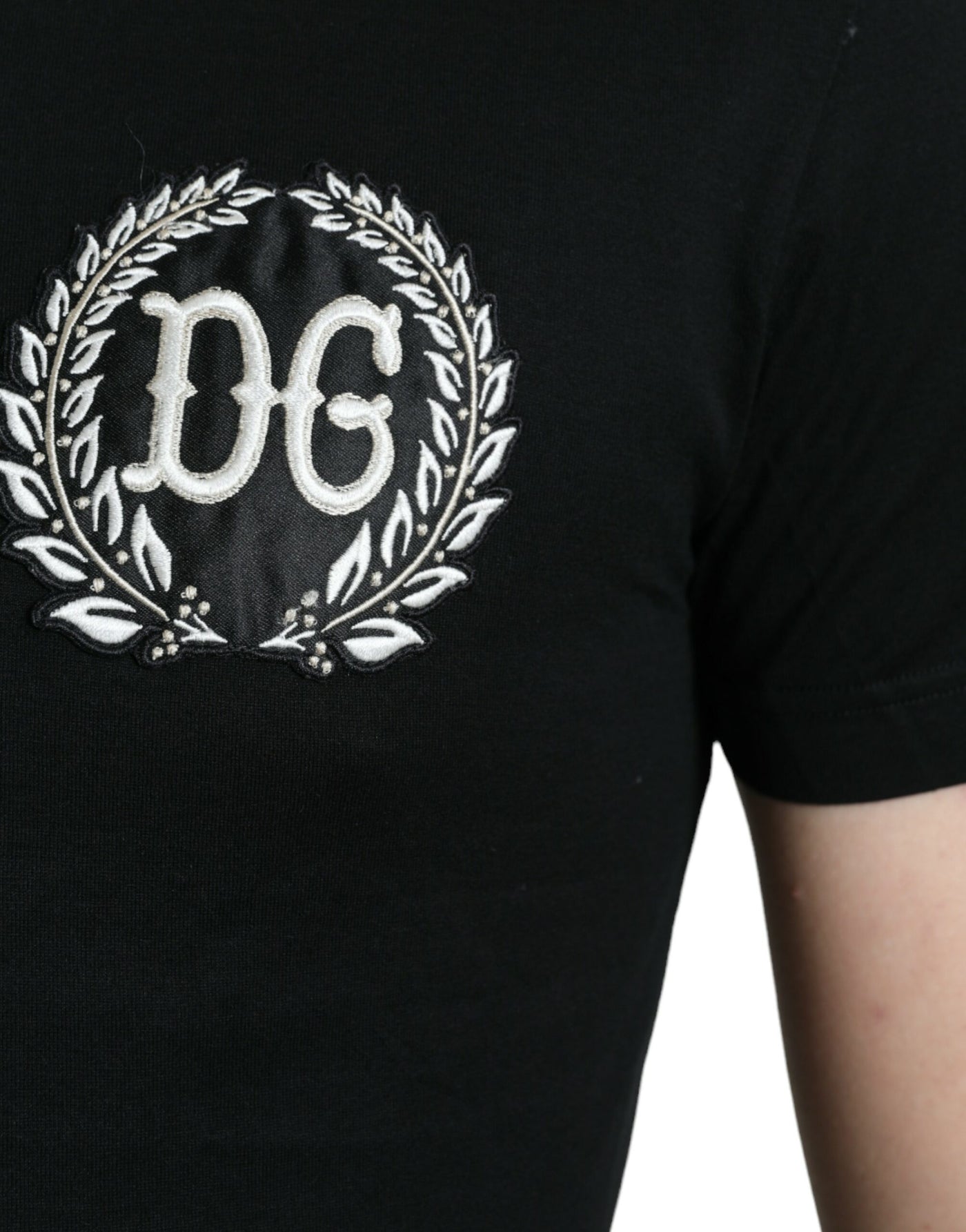 Dolce & Gabbana Black Logo Embroidery Crewneck Short Sleeve T-shirt
