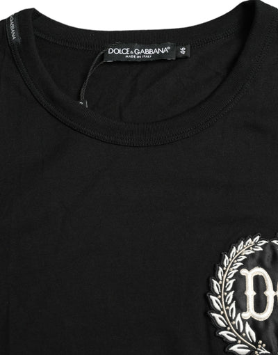 Dolce & Gabbana Black Logo Embroidery Crewneck Short Sleeve T-shirt