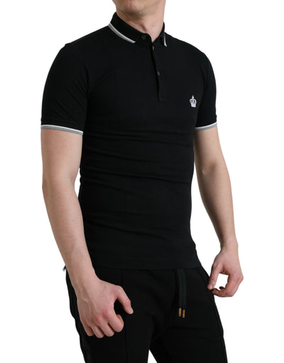 Dolce & Gabbana Regal Crown Embroidered Cotton Polo