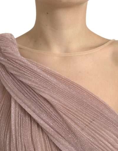 Dolce & Gabbana Lilac One-Shoulder Pleated Designer Dress
