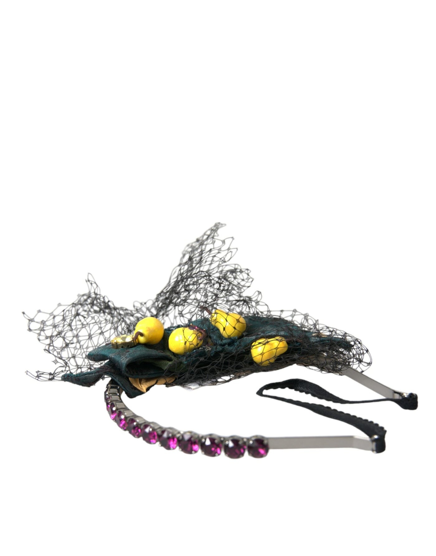 Black Lemons Sicily Purple Crystal Net Headband Diadem
