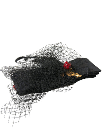 Black Strawberry Sicily Crystal Mesh Net Headband Diadem