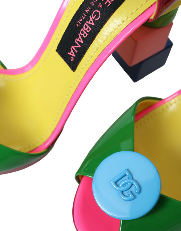 Dolce & Gabbana Multicolor Leather Heels Sandals Shoes