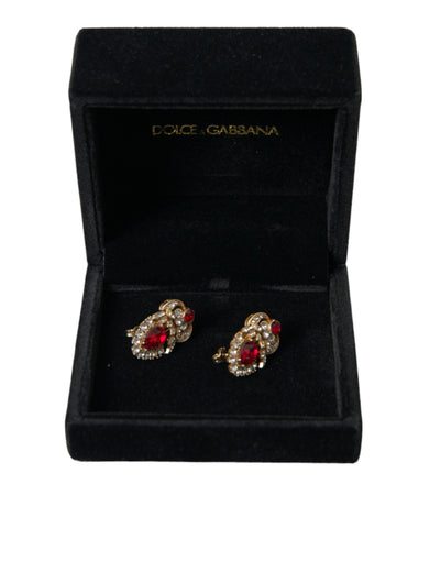 Sterling Silver Gold Plated Red Crystals Jewelry Earrings
